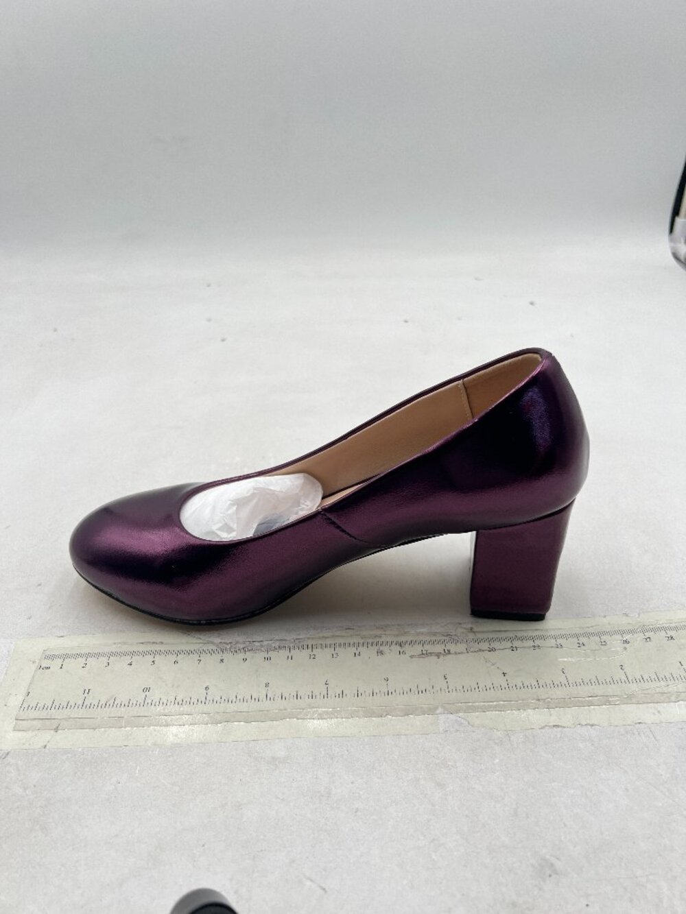 Purple Women Closed Toe Loafers Slip On Chunky Heel Pumps Fashion Party Shoes